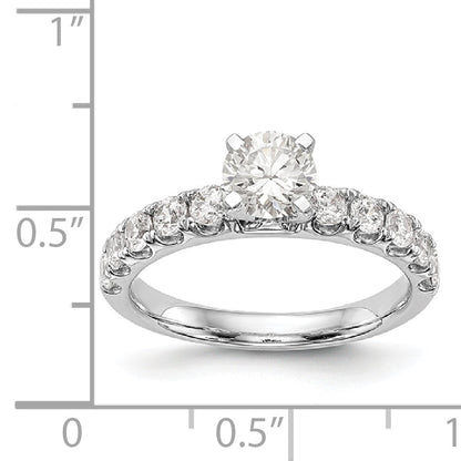14K White Gold Diamond Peg Set CZ Engagement Ring
