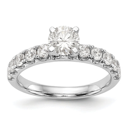 14K White Gold Diamond Peg Set CZ Engagement Ring