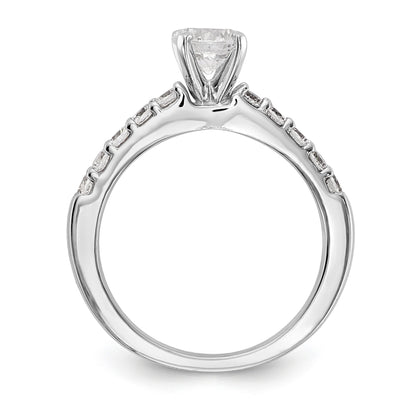 14K White Gold Diamond Peg Set CZ Engagement Ring