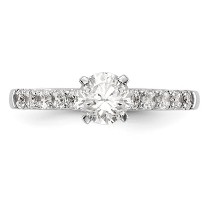 14K White Gold Diamond Peg Set CZ Engagement Ring