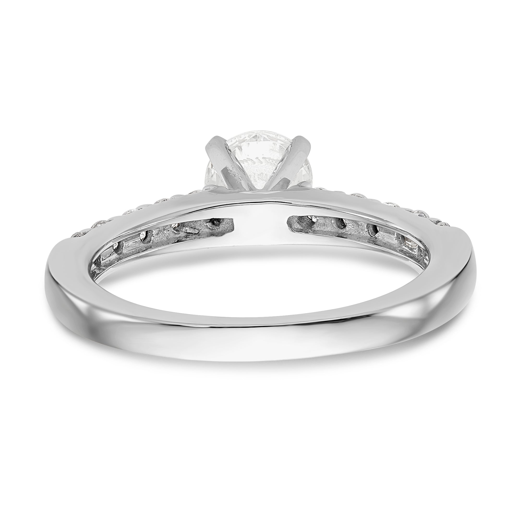 14K White Gold Diamond Peg Set CZ Engagement Ring