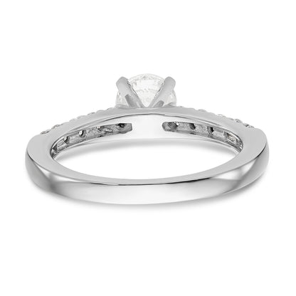 14K White Gold Diamond Peg Set CZ Engagement Ring