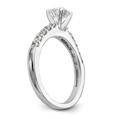 14K White Gold Diamond Peg Set CZ Engagement Ring
