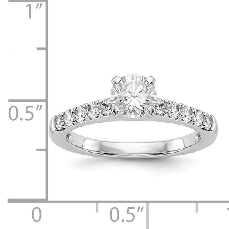 14K White Gold Diamond Peg Set CZ Engagement Ring