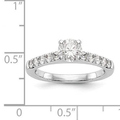 14K White Gold Diamond Peg Set CZ Engagement Ring