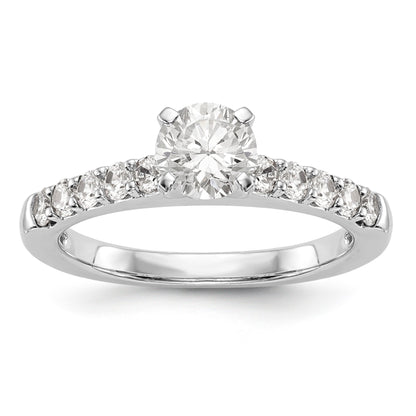 14K White Gold Diamond Peg Set CZ Engagement Ring