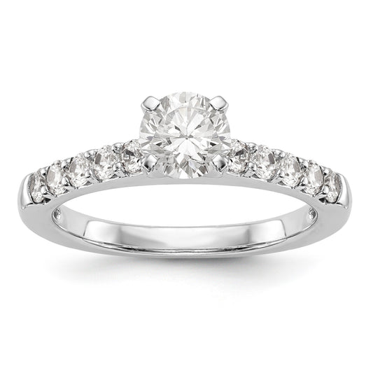 14K White Gold Diamond Peg Set CZ Engagement Ring