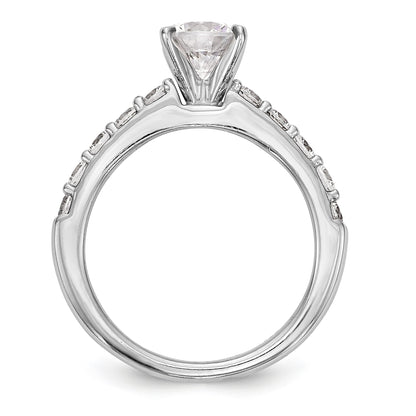 14K White Gold Diamond Peg Set CZ Engagement Ring