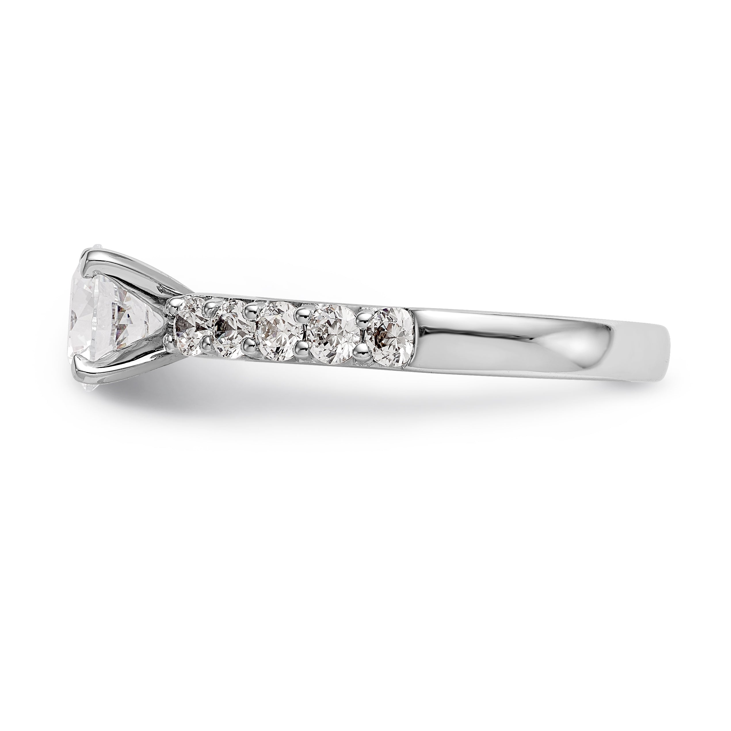 14K White Gold Diamond Peg Set CZ Engagement Ring