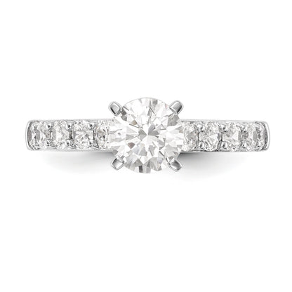 14K White Gold Diamond Peg Set CZ Engagement Ring