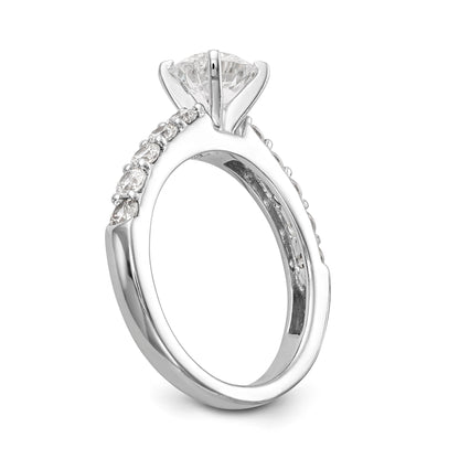 14K White Gold Diamond Peg Set CZ Engagement Ring