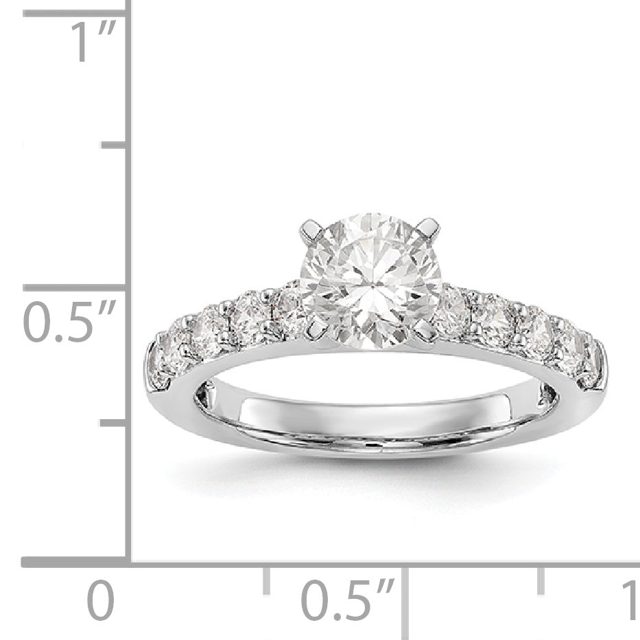 14K White Gold Diamond Peg Set CZ Engagement Ring