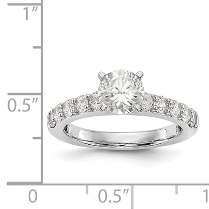 14K White Gold Diamond Peg Set CZ Engagement Ring