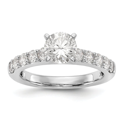 14K White Gold Diamond Peg Set CZ Engagement Ring