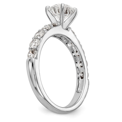 14K White Gold Diamond Peg Set CZ Engagement Ring