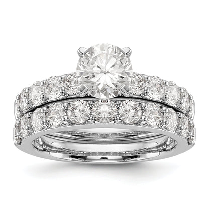 14K White Gold Diamond Peg Set CZ Engagement Ring