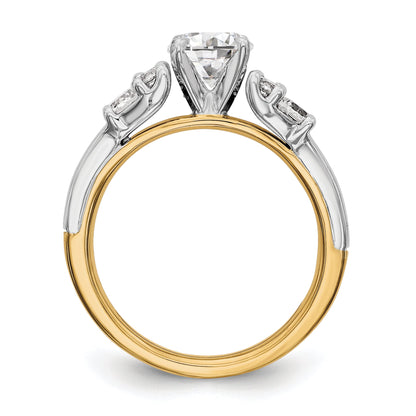 14K Two tone Diamond Peg Set CZ Engagement Ring