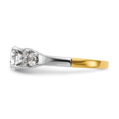 14K Two tone Diamond Peg Set CZ Engagement Ring