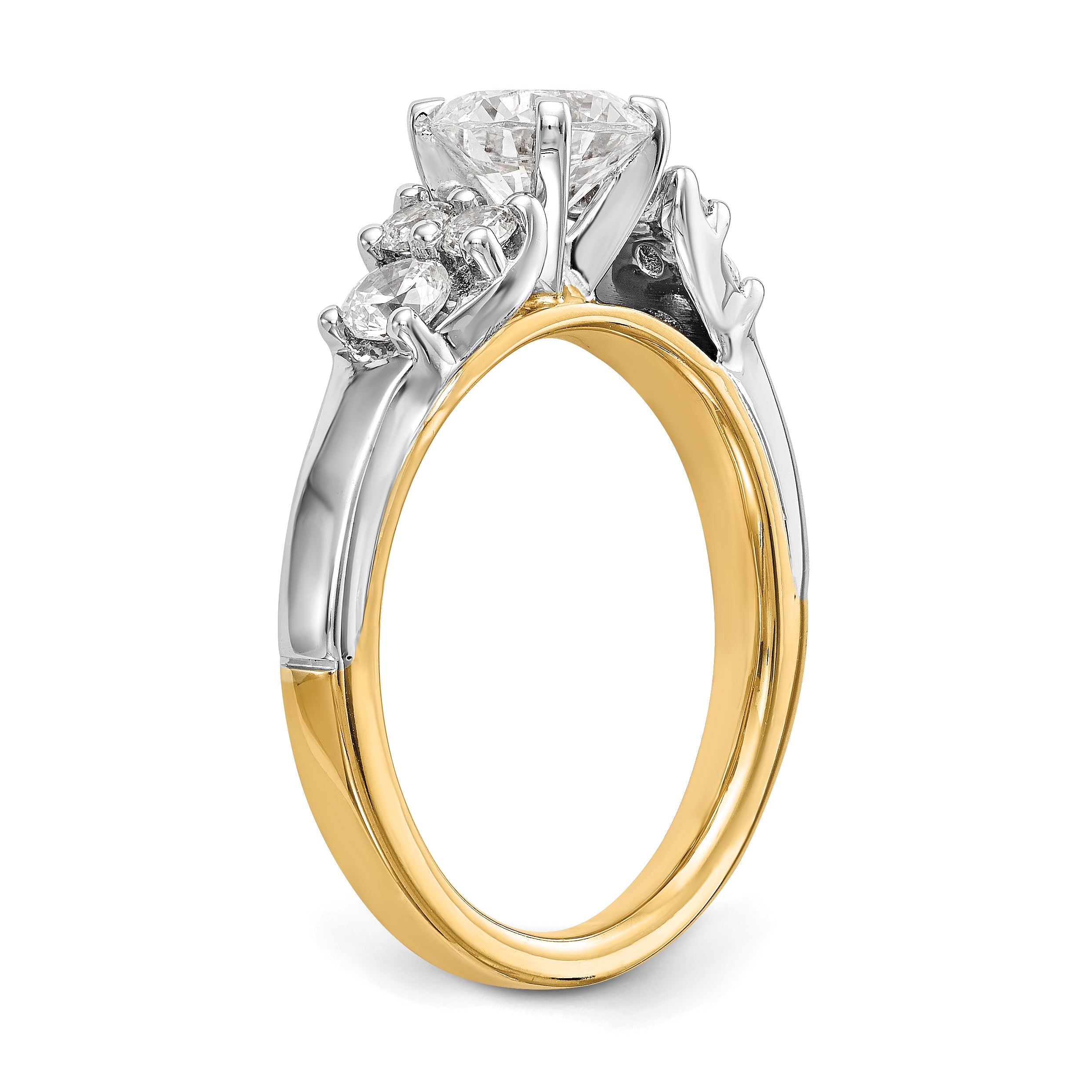 14K Two tone Diamond Peg Set CZ Engagement Ring