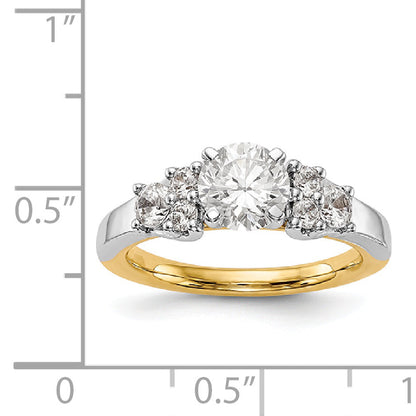 14K Two tone Diamond Peg Set CZ Engagement Ring