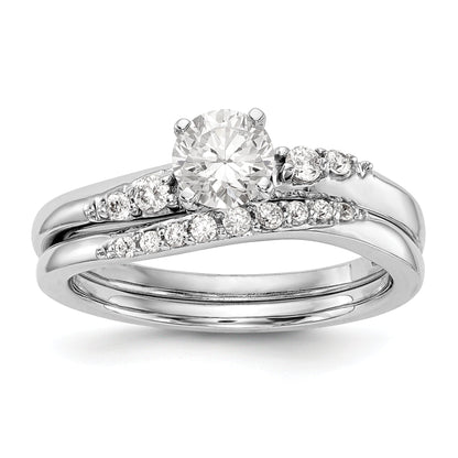 14K White Gold Diamond Peg Set Engagement Ring