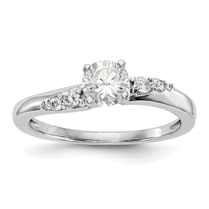 14K White Gold Diamond Peg Set Engagement Ring