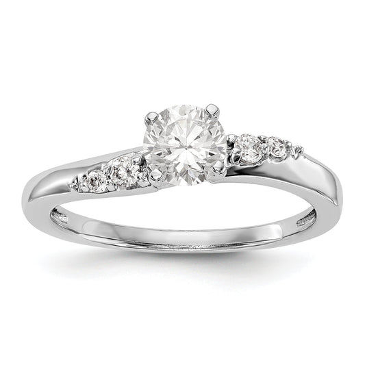 14K White Gold Diamond Peg Set Engagement Ring