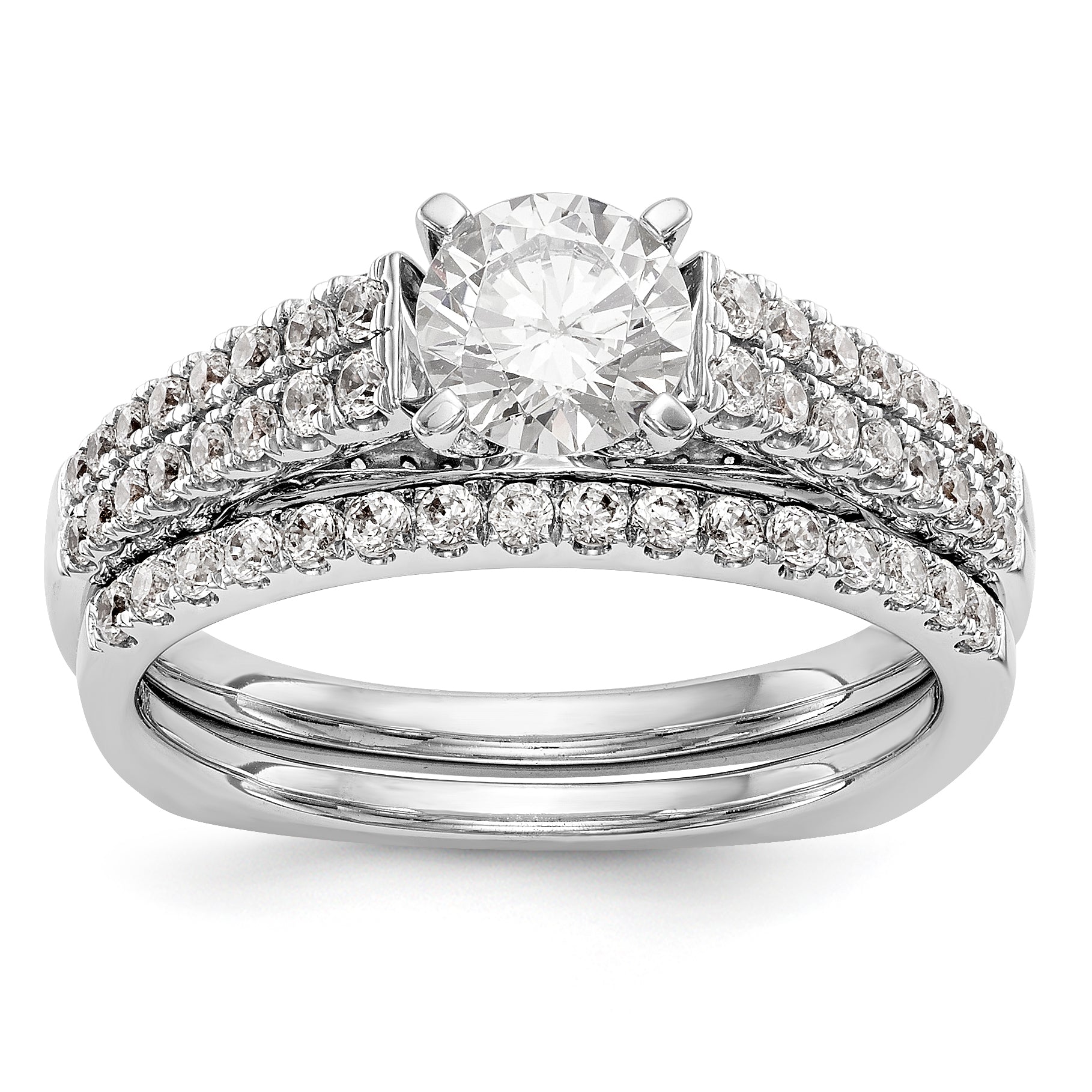 14K White Gold Simulated Diamond Engagement Ring