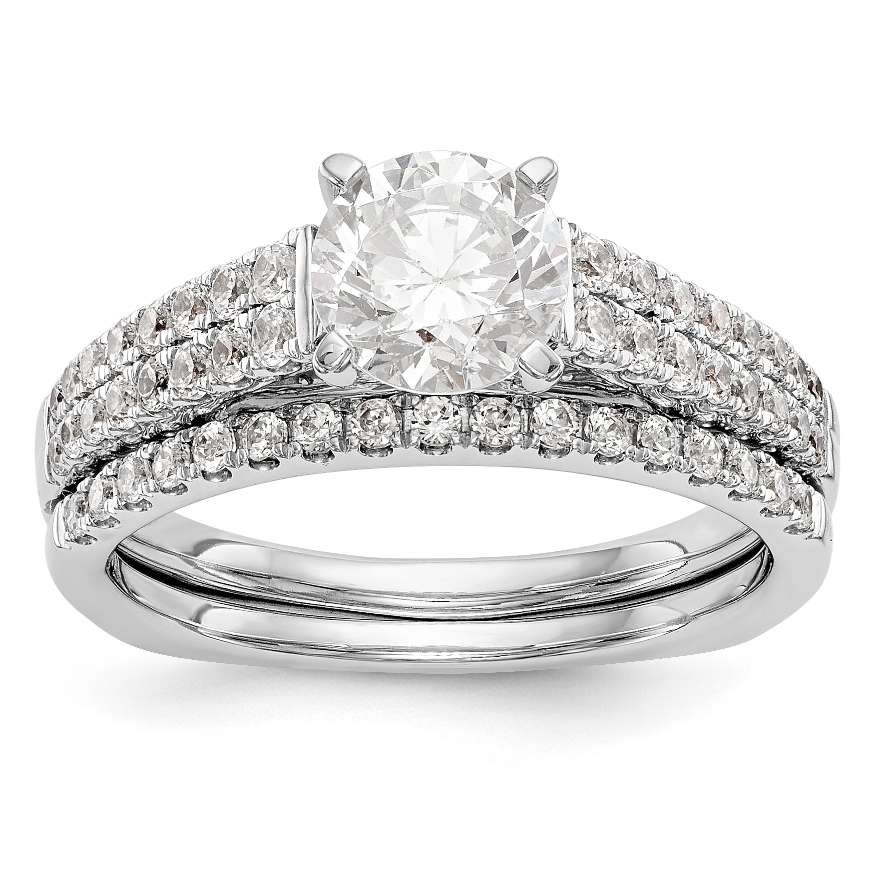 14K White Gold Simulated Diamond Engagement Ring