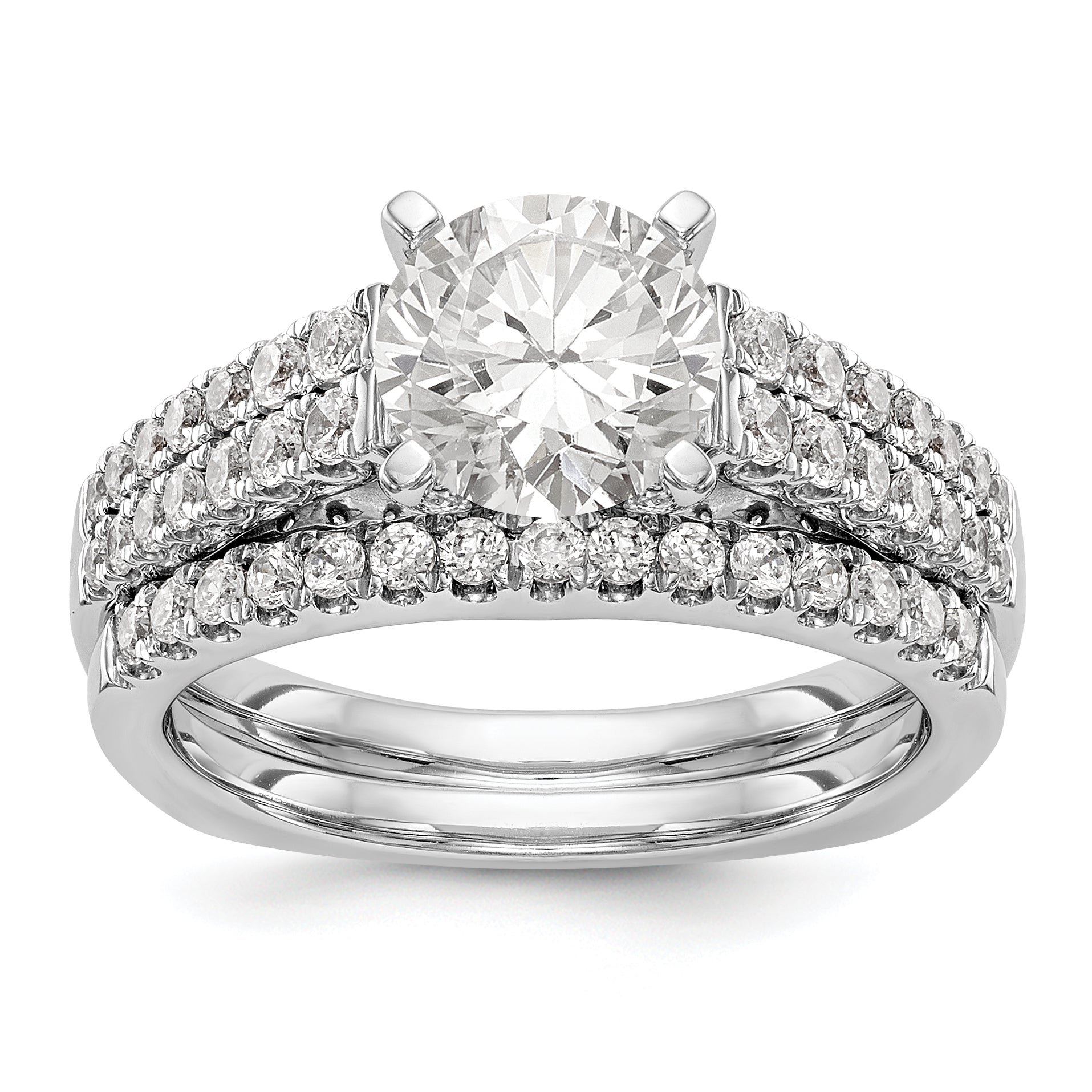 14K White Gold Simulated Diamond Engagement Ring