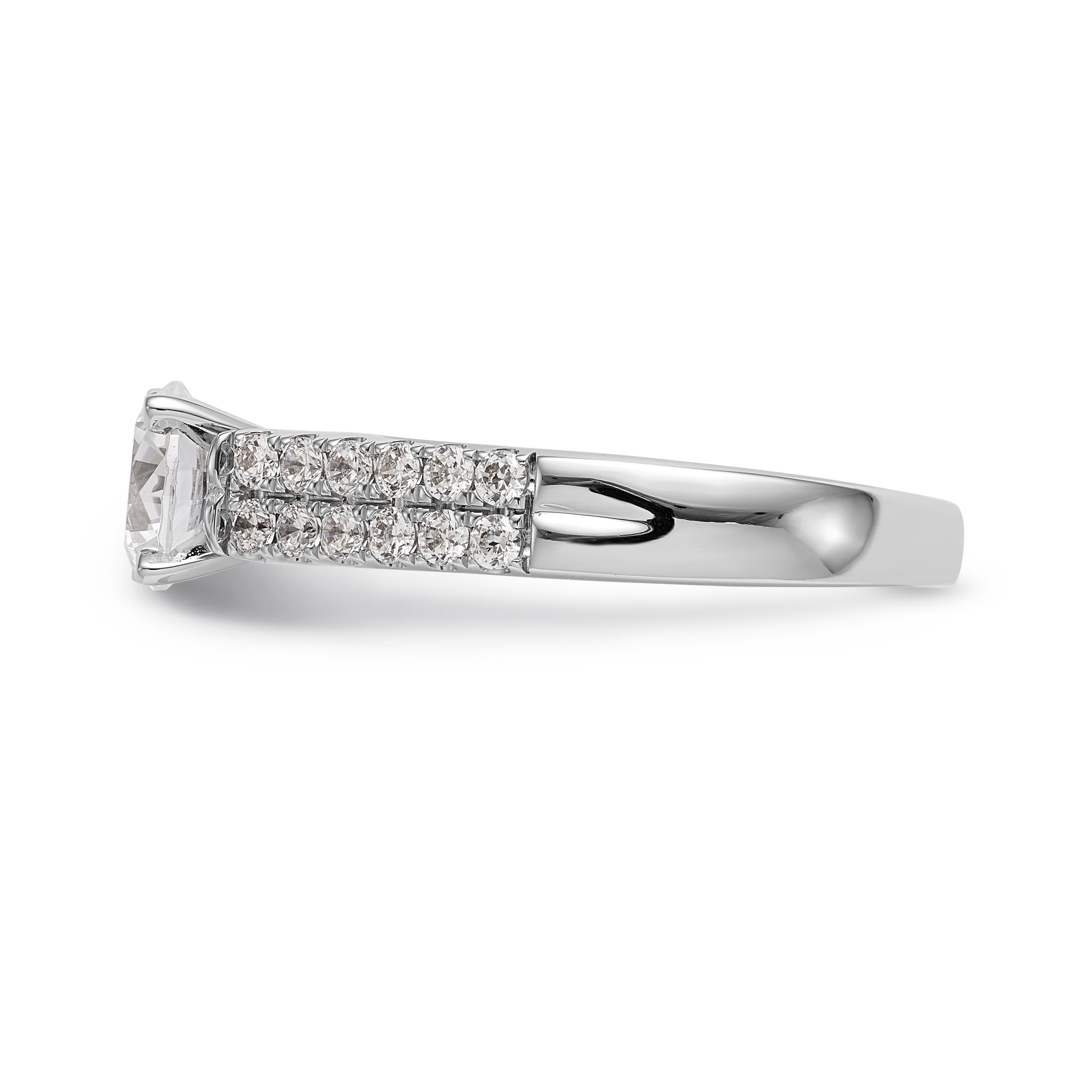 14K White Gold Diamond Peg Set CZ Engagement Ring