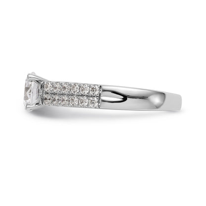 14K White Gold Diamond Peg Set CZ Engagement Ring