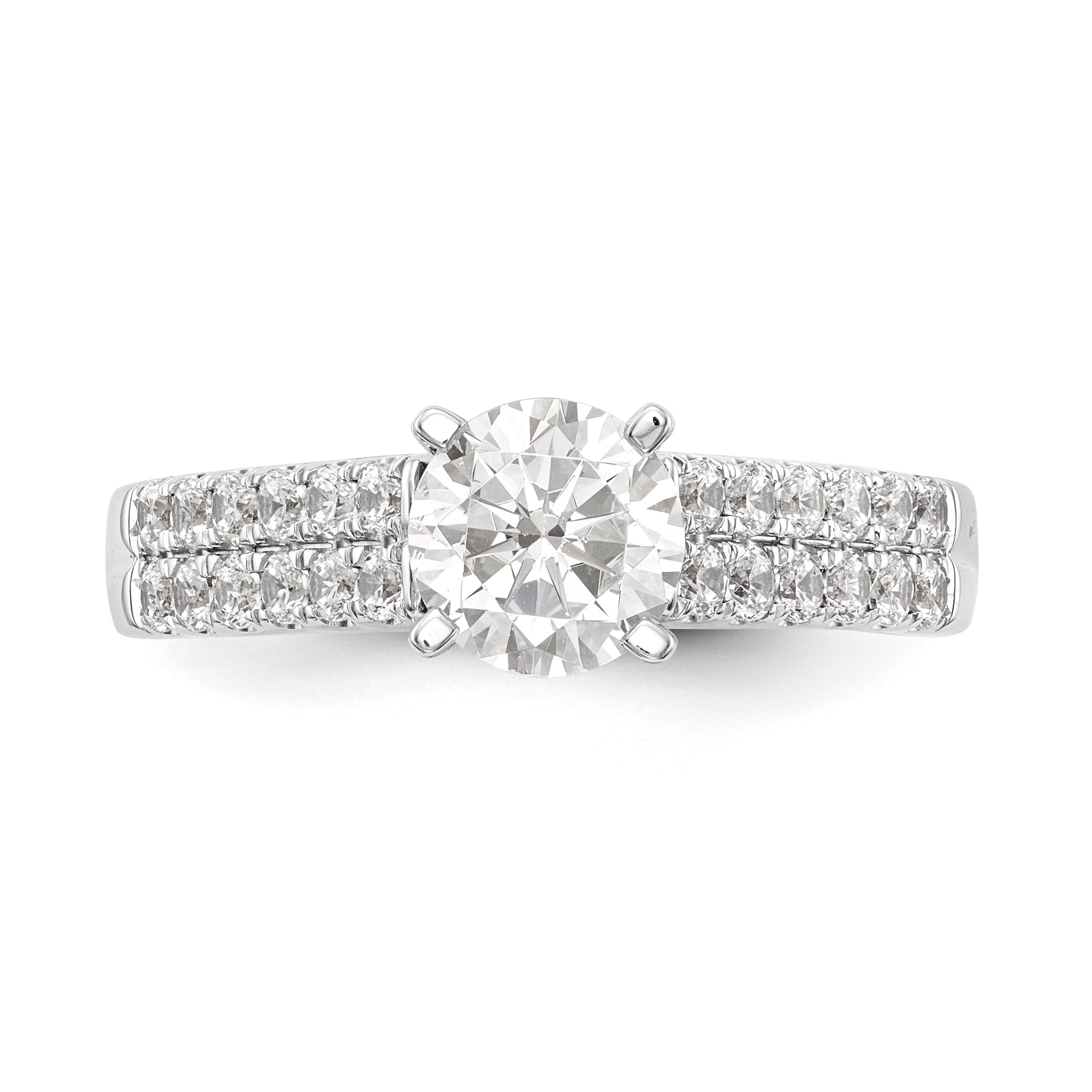 14K White Gold Diamond Peg Set CZ Engagement Ring