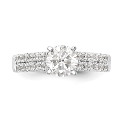 14K White Gold Diamond Peg Set CZ Engagement Ring