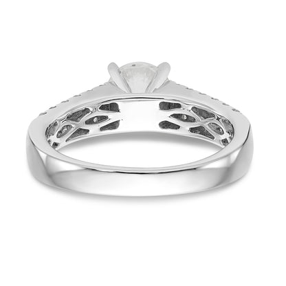 14K White Gold Diamond Peg Set CZ Engagement Ring