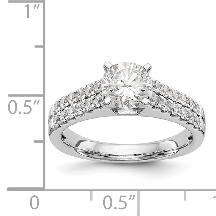 14K White Gold Diamond Peg Set CZ Engagement Ring