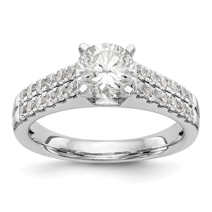 14K White Gold Diamond Peg Set CZ Engagement Ring