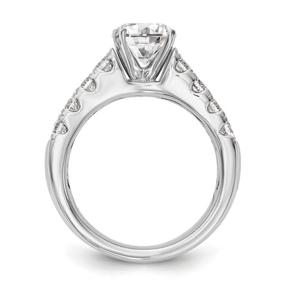 14K White Gold Diamond Peg Set CZ Engagement Ring