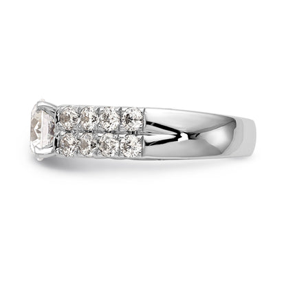 14K White Gold Diamond Peg Set CZ Engagement Ring