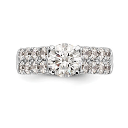 14K White Gold Diamond Peg Set CZ Engagement Ring