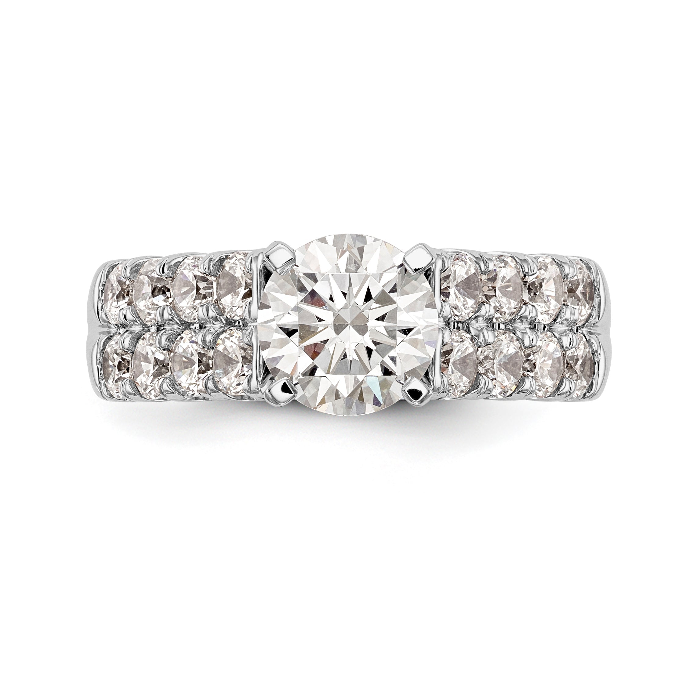 14K White Gold Diamond Peg Set CZ Engagement Ring