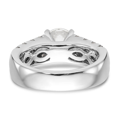14K White Gold Diamond Peg Set CZ Engagement Ring