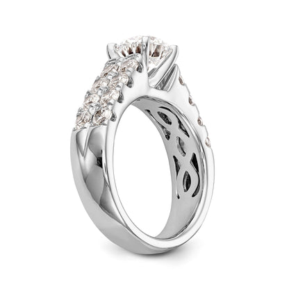 14K White Gold Diamond Peg Set CZ Engagement Ring