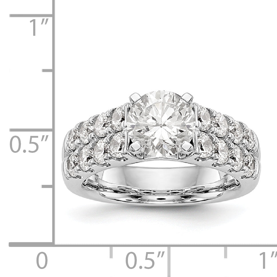 14K White Gold Diamond Peg Set CZ Engagement Ring