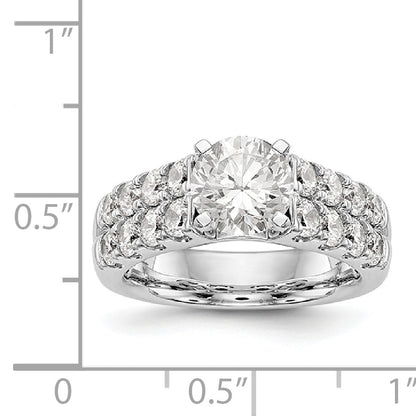 14K White Gold Diamond Peg Set CZ Engagement Ring