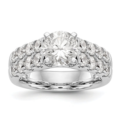 14K White Gold Diamond Peg Set CZ Engagement Ring
