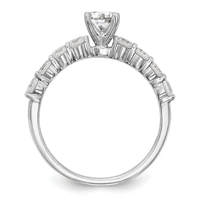 14K White Gold Diamond Peg Set CZ Engagement Ring