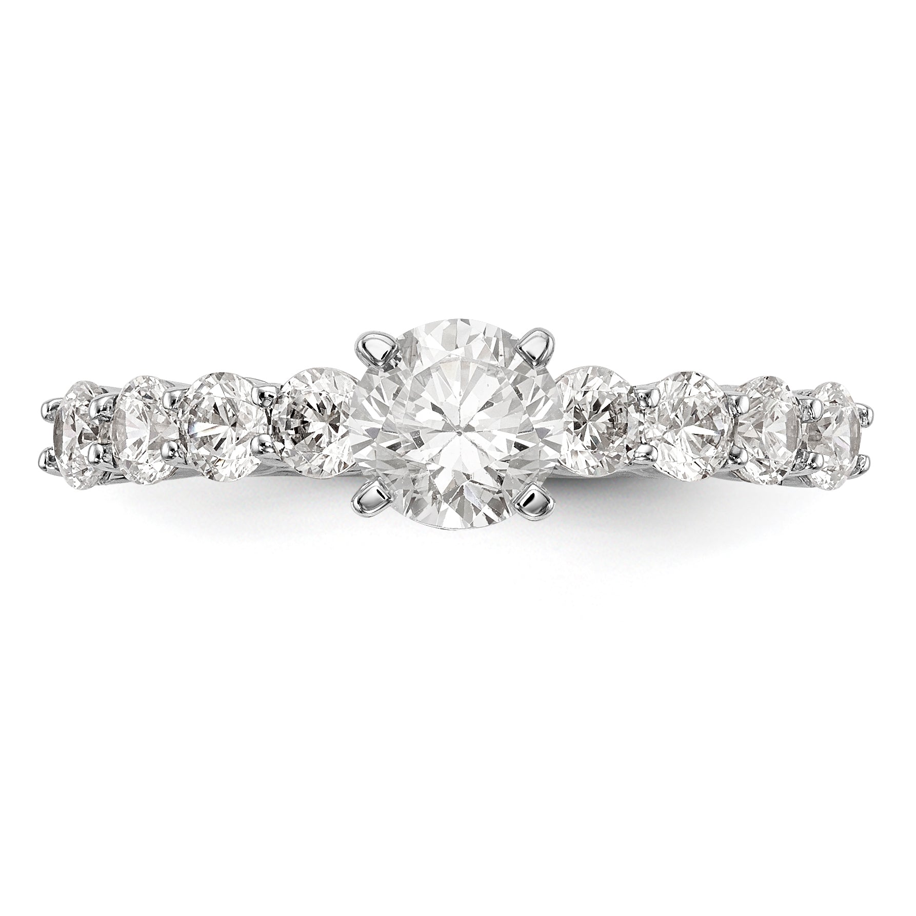 14K White Gold Diamond Peg Set CZ Engagement Ring