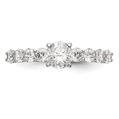 14K White Gold Diamond Peg Set CZ Engagement Ring