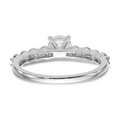 14K White Gold Diamond Peg Set CZ Engagement Ring